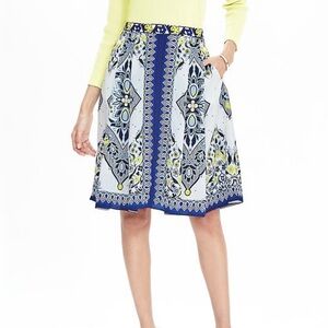 Banana Republic Scarf Floral Print A-Line Midi Skirt | 10